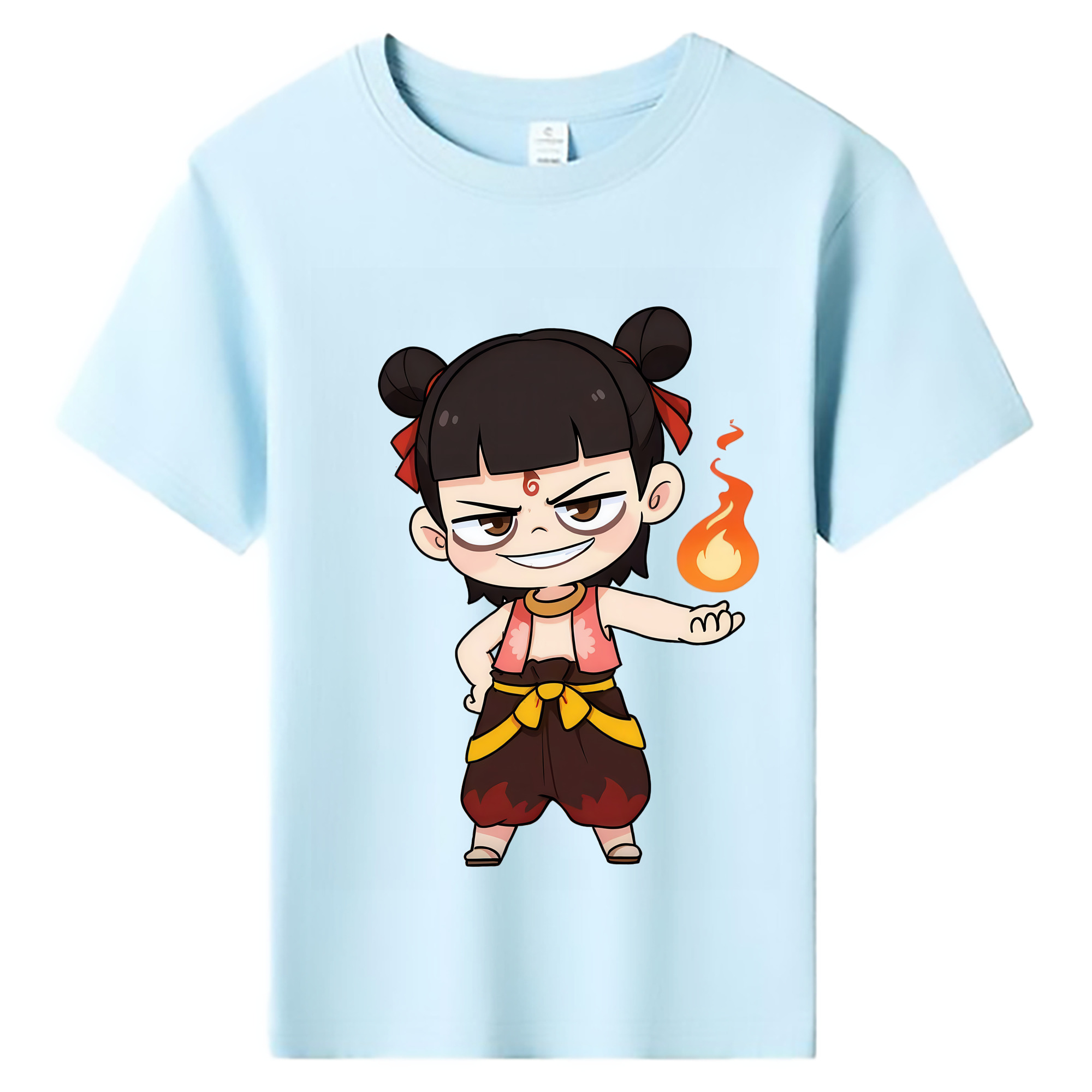 （画像用） Ne Zha 2 ナタ 魔童の大暴れ 綿100％キッズTシャツ（フロントプリント）